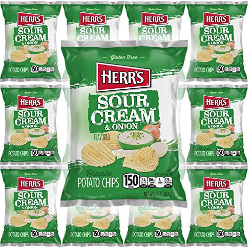 HERR'S Sour Cream & Onion Flavor, Rippled Potato Chips, GlutenFree