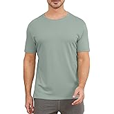 netdraw Men's Heavyweight Interlock Bamboo Viscose T-Shirt Buttery Soft Casual Basic Short Sleeve Dressy Cotton Shirt
