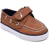 Nautica Toddler Boat Shoes with Easy Strap, Classic Slip-On Moc Toe Design, Comfortable Everyday Dress-Casual Shoe for Boys and Girls