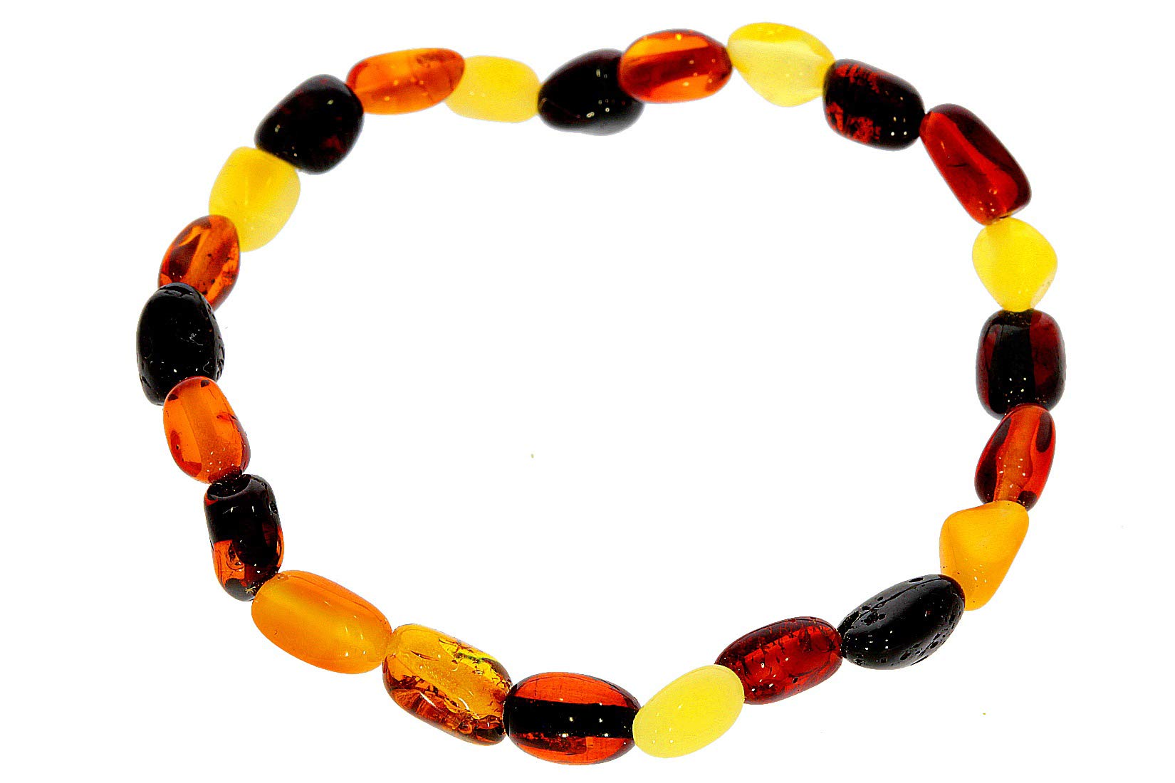 Premium Quality Natural Baltic Amber Bean Bracelet by SilverAmber Jewellery UK - 100% Eco-Friendly Packaging - Money Back Guarantee - X-Small - Mixed