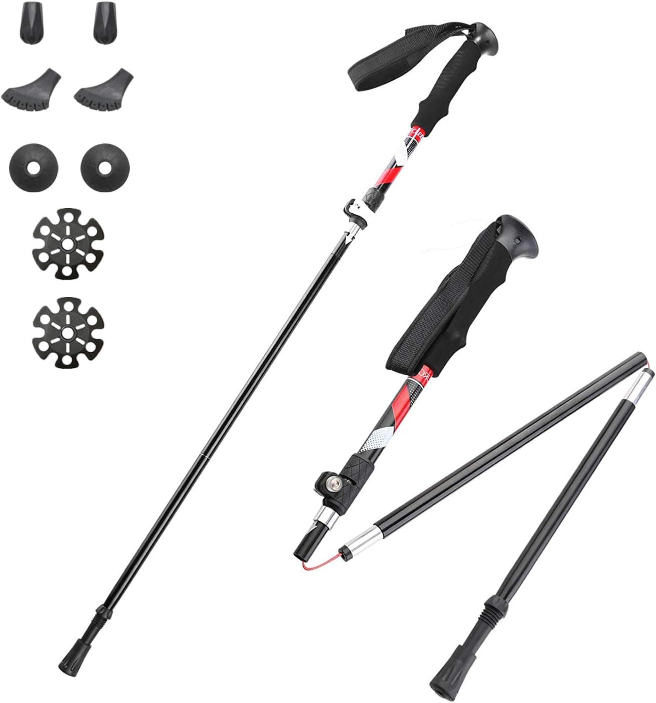 CLEEBOURG Nordic Walking Trekking Poles, Lightweight Adjustable Unisex Folding Hiking Poles, Hiking Sticks/Walking Poles for Hiking, Trekking, Camping, Traveling, Climbing, Backpacking 1 Pair