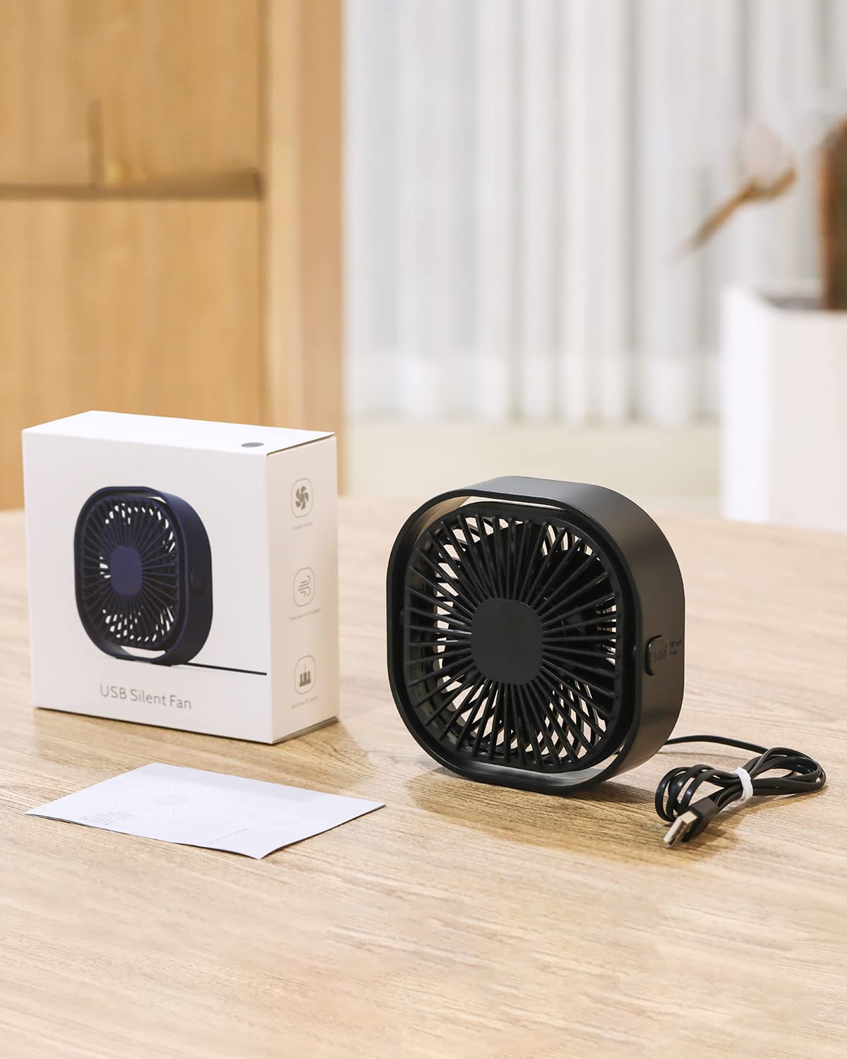 RJVW 4 Inch Small USB Desk Fan, 3-Speed Portable & 360°Rotatable Mini Cooling Fan, USB-Powered Desktop Fan for Home Office Bedroom Dorm Indoor Outdoor Summer Gift