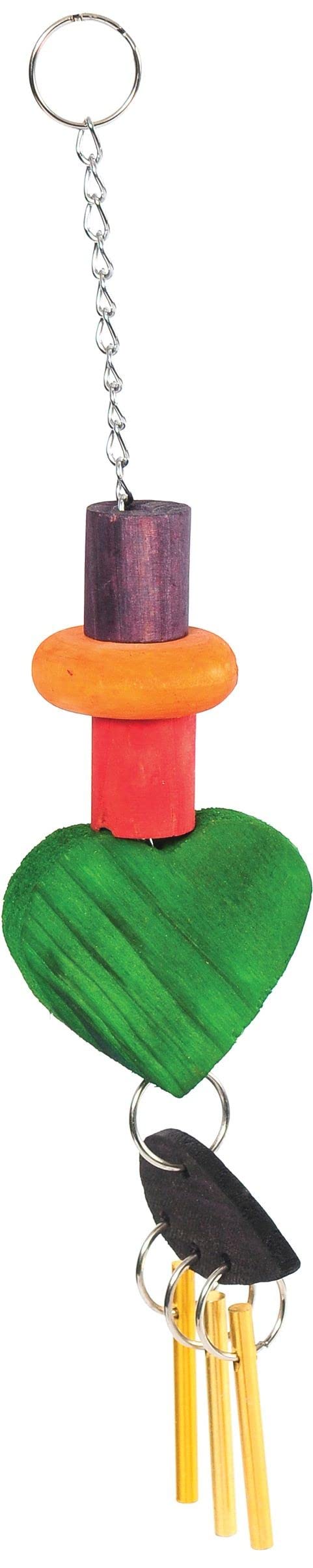 Happy Pet The Bird House Great Chime Bird Toy 100% Natural Wood Durable Tough Fun Interactive Hygienic Chewing Playing Cage Accessory for Parrots & Large Birds