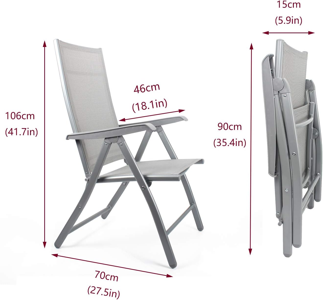 Lounge Chair Outdoor Folding Adjustable Recliner Chair for Patio,Beach,Pool Side: Kitchen & Dining