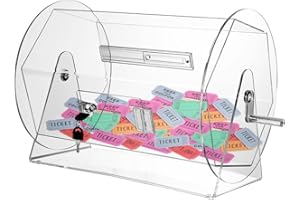 BSRTOP Upgraded Large Raffle Ticket Drum Spinner with Handle: Clear Acrylic Rotating Lottery Box for Casino Game - Holds 5000 Tickets