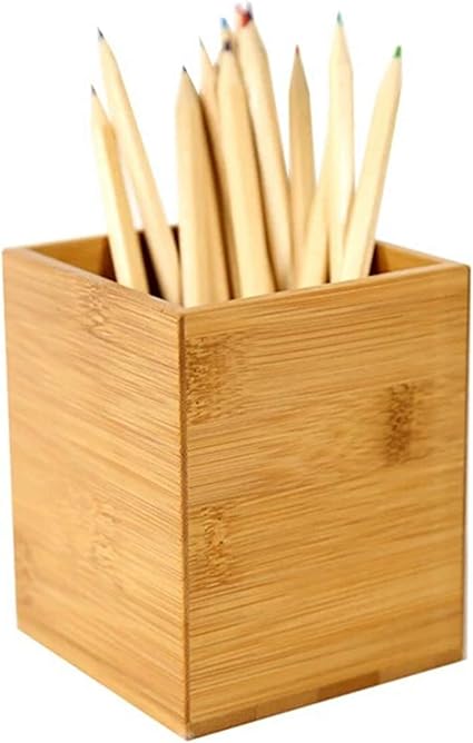 Pot A Crayons Bois Porte Crayons Porte Gobelet Pot A Crayons Et Stylos Carre En Bambou Bureau Bureau Rangement Organisateur Ensemble Simple Multi Fonction Crayon Pot Carre Amazon Fr Fournitures De Bureau