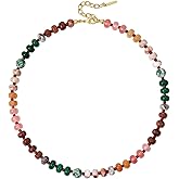 KissYan Beaded Necklaces for Women, Gemstone Bead Boho Choker, Natural Stone Handmade Fashion Autumn Winter Jewelry Gifts