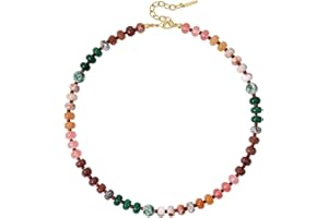 KissYan Beaded Necklaces for Women, Colorful Gemstone Bead Boho Choker, Natural Stone Handmade Fashion Autumn Winter Jewelry Gifts