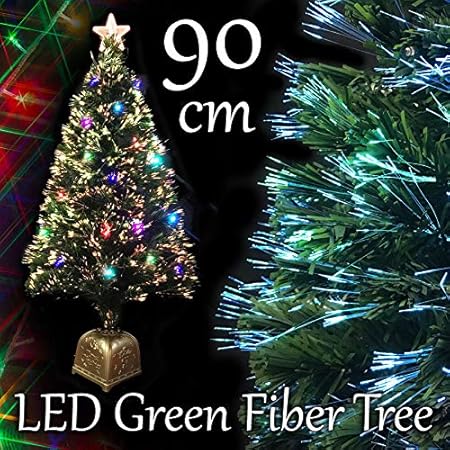 Amazon 人形本舗 クリスマスツリー グリーンファイバーツリー マルチled18球付 ファイバー 90cm おもちゃ おもちゃ