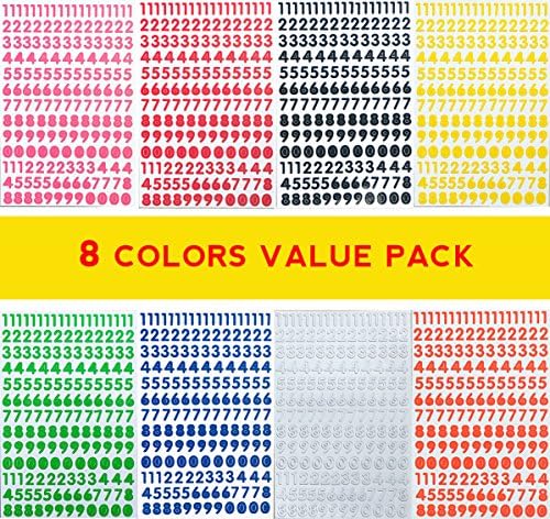 Jazzstick Small Number 0-9 Decorative Sticker Value Pack Bulk 8 sheets Assorted Colors Red/Green/Orange/Black/White/Navy/Yellow/Pink 14E