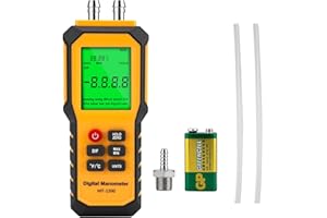 YZTMETER 5/16 Inches Diameter Pressure Port Digital Manometer, YZT Meter Dual Port Air Pressure Meter Pressure Gauge HVAC Gas Tester, Differential Pressure Manometer