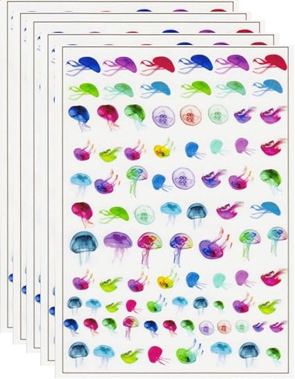Amazon ５枚セット くらげ レジン封入用 イラストシート レジン シート 透明シート 素材 4 デコ素材 通販