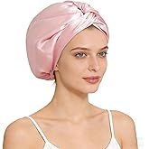 fistmta Silk Bonnet for Sleeping Women, Adjustable Double Layer Satin Bonnet Head Wrap with Soft Elastic Band, Non-Slip Hair Care Bonnets Turban for Long Curly Hair Protection Pink