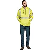 Bulwark FR Men's Hi-Visibility Pullover Hooded Fleece Sweatshirt, Yellow/Green