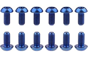 Wanyifa 12Pcs Ti Titanium Bolts Torx M5x10 Bicycle Bike Disc Brake Cycle Rotor Screws Gr5 (Blue)