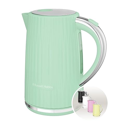 Russell Hobbs Electric Kettle (Hot Water, Tea or Coffee, 1.7L, Push to open lid, Perfect pour spout, Removable washable filter, Illuminated switch, Chrome accents, Pistachio, 3000W) Eden 27364