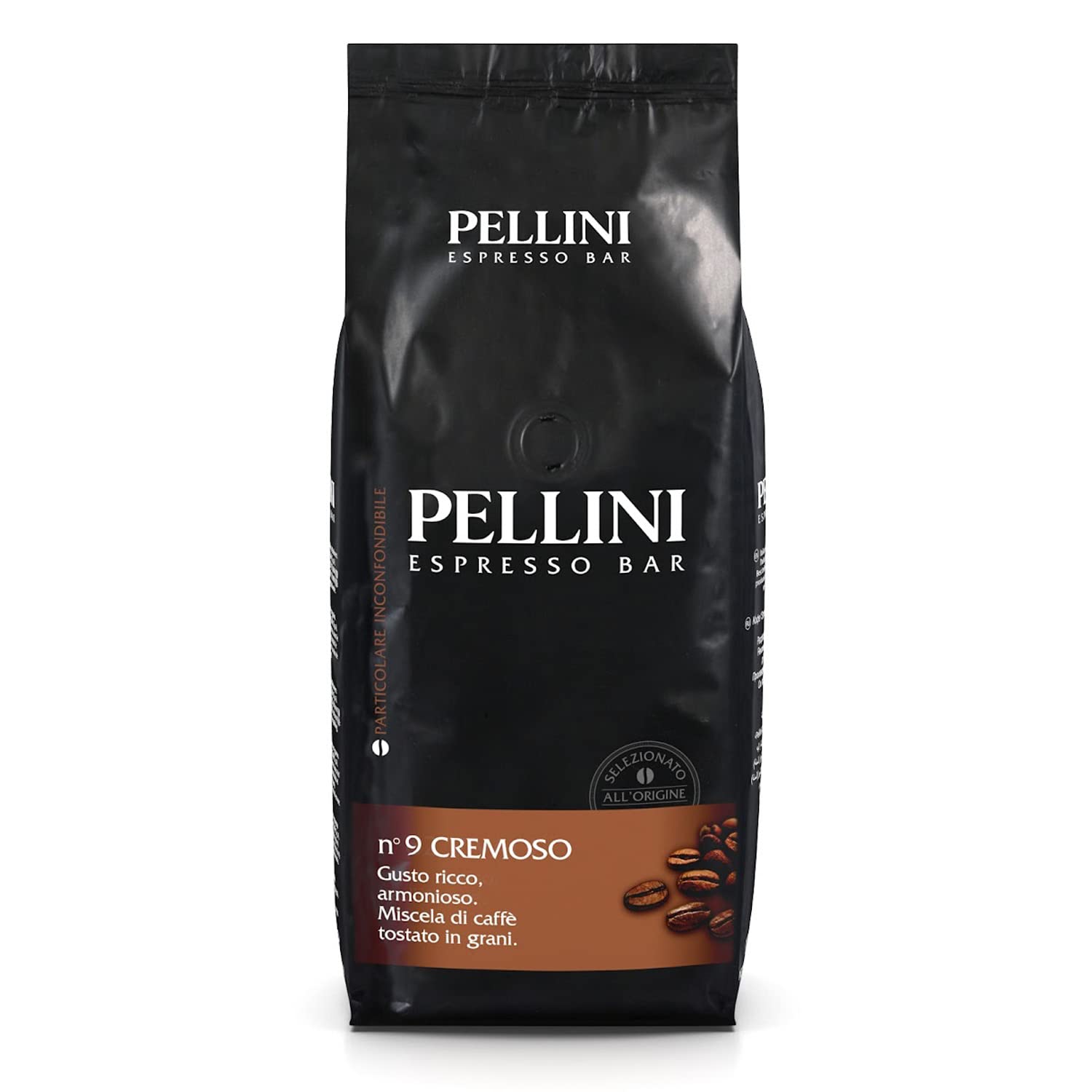Pellini N.9 Cremoso, Kaffeebohnen für Espresso 1kg, Arabica- und Robusta-Mischung mit einem Vollmundigen und Harmonischen Geschmack, Mittlere Röstung
