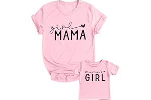VILOVE Mommy and Me Matching Shirt Mama Girl Matching Tee Mom and Daughter Tshirt Heart Graphic Family Matching Set Clothes