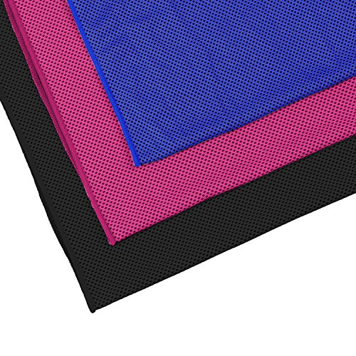 Biange Cooling Towel (3 Pack) Thicker and Cooler for Sports, Workout, Fitness, Gym, Yoga, Golf, Pilates, Travel, Camping & More (Black, Red, Dark Blue)