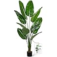 Aveyas 6ft Artificial Bird of Paradise Tree for Home Decor, 6 Feet Faux Floor Plant Fake Silk Banana Leaf Tropical Trees with Pot for Indoor Outdoor House Living Room (6 ft Tall)