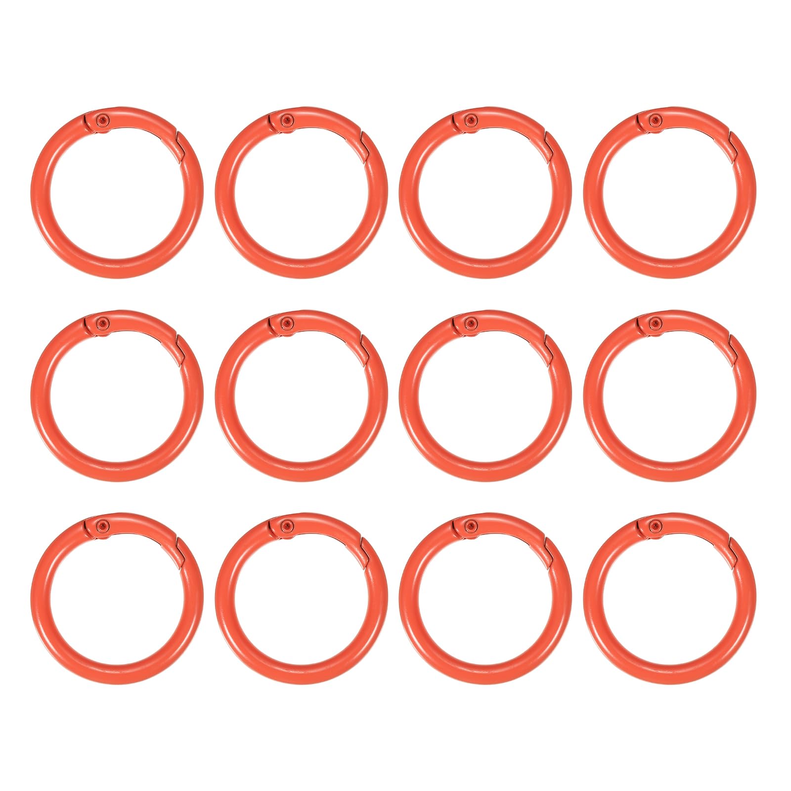 PATIKIL 20mm Metal Spring O Rings, 12 Pcs Snap Clip Round Trigger Keyrings Buckle Zinc Alloy Small Clamp Clasp for Purse Handbag, Orange