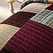 DaDa Bedding Classical Desert Sands Reversible Real Patchwork Quilted Bedspread Set - Striped Autumn Warm Tones Brown Burgundy Multi-Color Print - King - 3-Pieces
