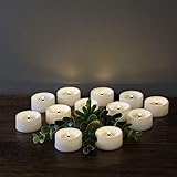 MARTHA STEWART Flameless LED, Tealight Candles, Ivory with Batteries, 12 Piece Set