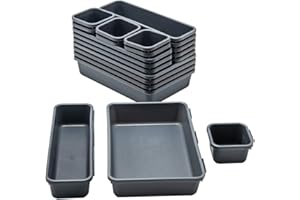 Gonice 18 PCS Desk Drawer Organizer Office Organization, Interlocking Junk Drawer Organizers and Storage with 3 Sizes for Office Supplies and Tools, Desk Drawer Organizer for Bathroom and Kitchen