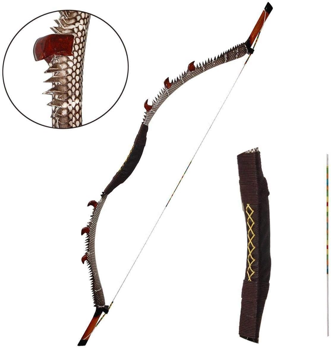 IRQ Archery Traditional Recurve Bow 35-50lbs Snakeskin Handmade Longbow Hunting Wooden Bow Mongolian Horsebow for Adults Outdoor Sports Hunting Competition Training Game Recurve Bows
