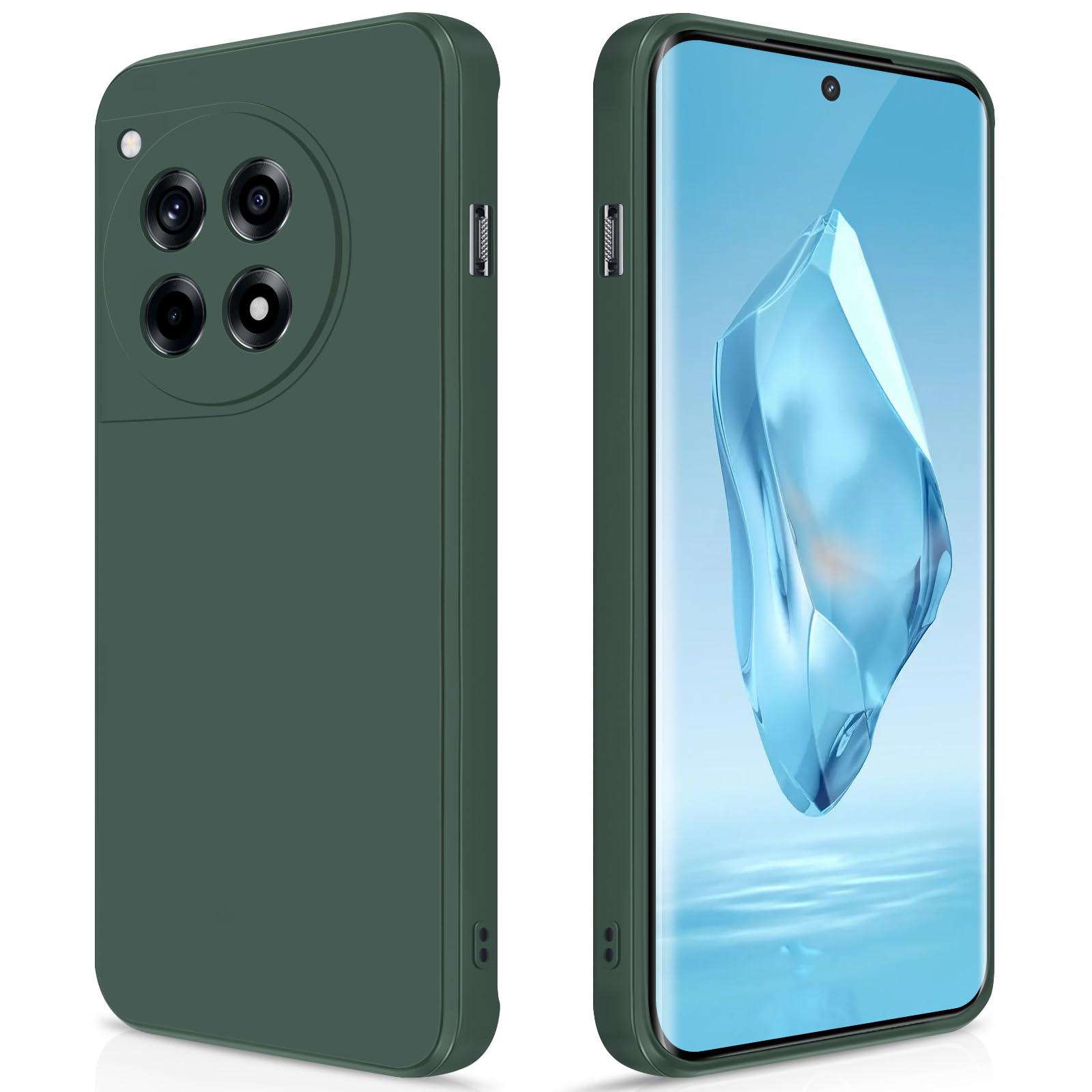 GiiYoon Case Compatible with Oneplus 12R, Silky-Soft Touch Full-Body Protective Phone Silicone Case, Shockproof Cover with Microfiber Lining, Green