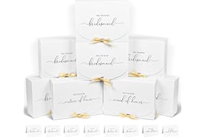 WLUSEAXI 8Pack Bridesmaid Proposal Box with Bridesmaid Cards, Bridesmaid Boxes with Ribbon, Maid Matron of Honor Proposal Box, White Boxes for Bridesmaid Proposal, Bridesmaid Proposal Gifts