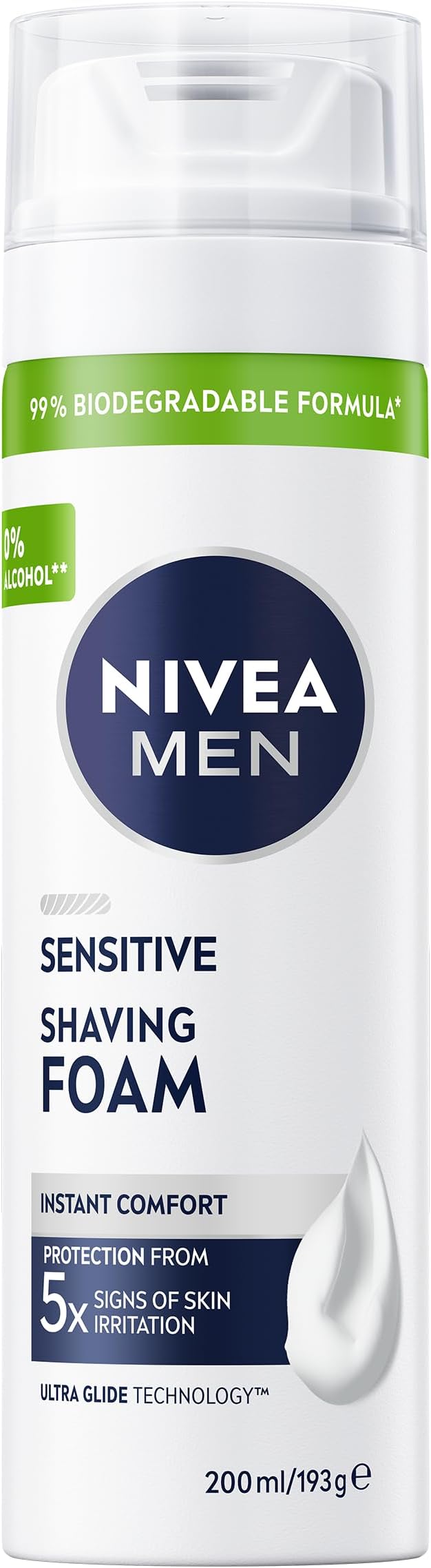 NIVEA MEN Sensitive Shaving Foam 6 x 200ml – Chamomile Witch Hazel 0% Alcohol