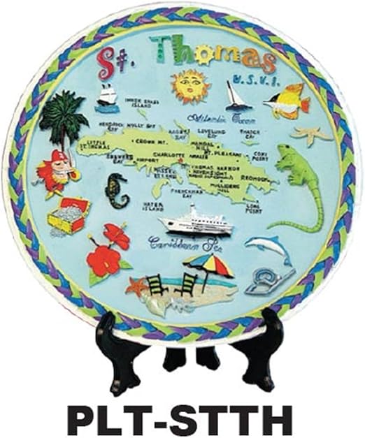 Amazon Com Rockin Gear Decorative Plate St Thomas Blue Map