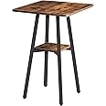 HOOBRO Bar Table, 2-Tier High Top Pub Table, Counter Height Table with Storage, Small Kitchen Dining Table, 36.6" High Bar Table for Living Room Party, Easy to Assemble, Rustic Brown BF51BT01