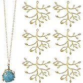 SUNNYCLUE 1 Box 10Pcs Branch Shaped Pendant Holder Brass Prong Pendant Setting Gold Metal Adjustable Leaf Claw Cage Frame Open Charm Bezel for Jewelry Making Necklace Earrings DIY Crafts Supplies