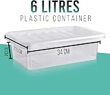 Klass Home Collection 4 x 6 Litre Clear Plastic Storage Boxes with Lids Set of 4 view 4