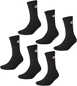 Champion Unisex Basics 6 Pack Crew Ankle Socks Black UK Size 6-8 view 1
