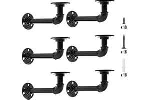 Pipe Shelf Brackets - Industrial DIY L Pipe Floating Shelf Brackets for Custom Wood Shelves, Vintage Look - All Metal Rustic 