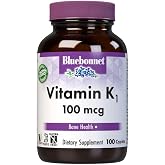 Bluebonnet Vitamin K1 100 mcg Supports Bone Health - Phylloquinone Crystalline Vitamin K Supplement - Non-GMO, Kosher Certified, Gluten-Free, Dairy-Free - 100 Vegan Caplets