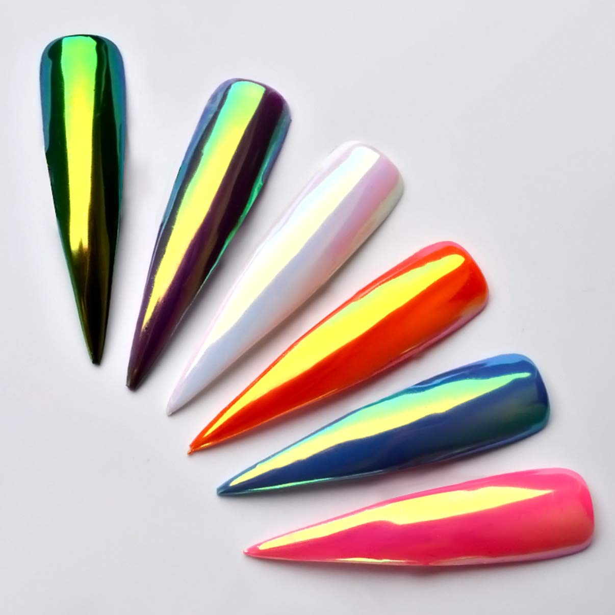 Amazon Com 1 Pc Neon Rainbow Colorful Nail Glitter Mirror