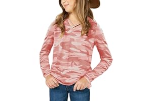 simtuor Girls Camouflage Stripe Short Sleeve Shirts V Neck Criss Cross Tees Sweat Kids Casual Sport Tops Blouse（4-15T）