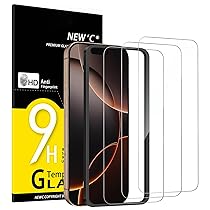 NEW’C 3 Pezzi, Vetro Temperato per iPhone 17, 17 Pro, iPhone 16 Pro (6,3 pollici), Pellicola Prottetiva Anti Graffio – Ultra resistente – Trasparente HD – Strumento di installazione facile incluso