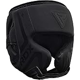 RDX Boxing Headgear Sparring Grappling, Maya Hide Leather, Head Gear for MMA Muay Thai Kickboxing Training, Multi Layered Padding, Taekwondo Martial Arts BJJ Wrestling Karate, Black