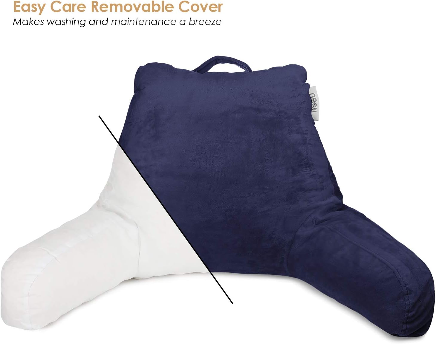 Nestl Reading Pillow, Medium Bed Rest Pillow with Arms for Kids Teens & Adults – Premium Shredded Memory Foam TV Pillow - Navy Blue: Home & Kitchen