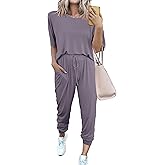 PRETTYGARDEN Women's Two Piece Lounge Sets 2026 Spring Summer Jogger Pants Vacation Outfits Travel Airplane Matching Clothes