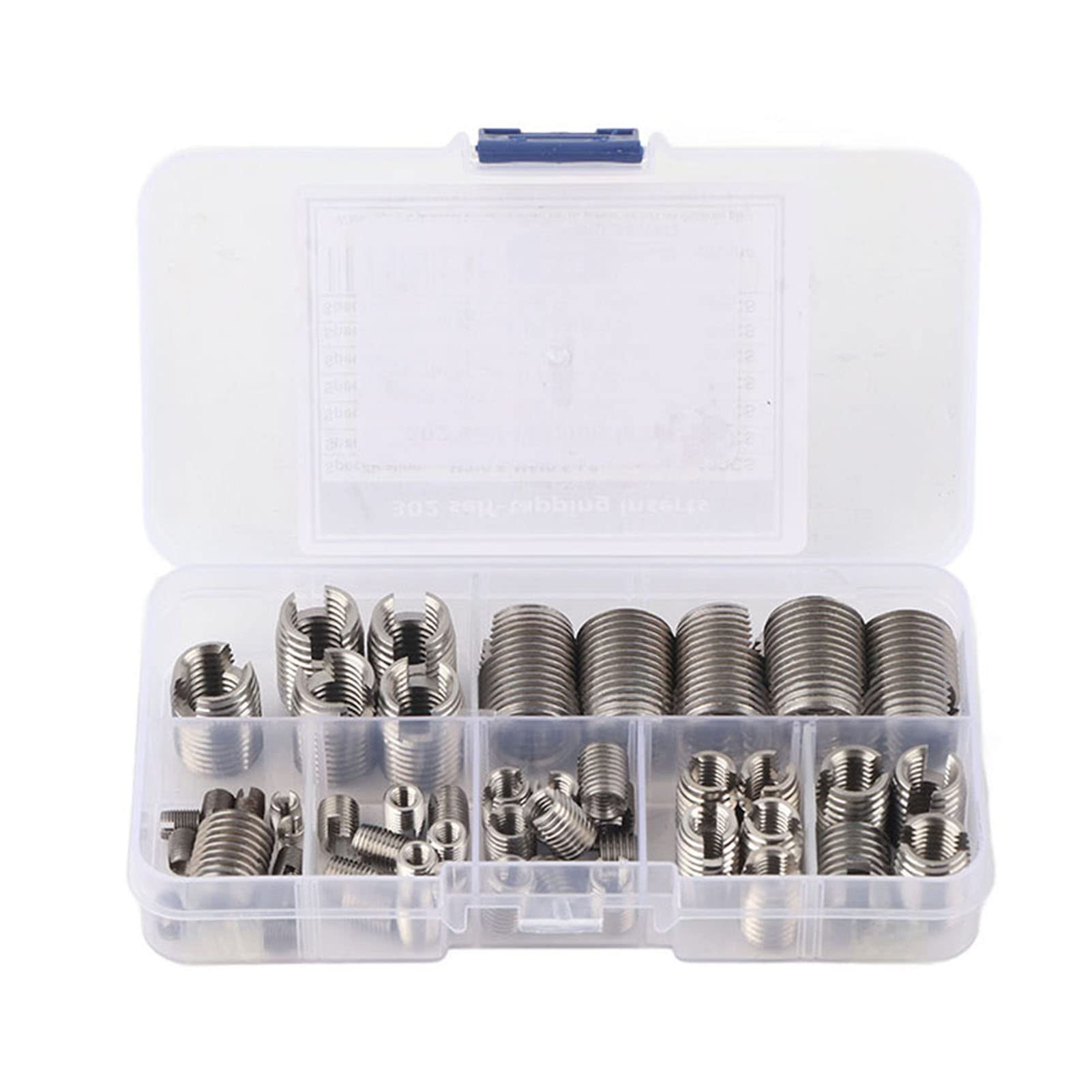 Uxsiya 50Pcs Stainless Steel Inner Thread Self Tapping Thread Inserts Set Thread Reinforce Repair Tool, with a Storage Case