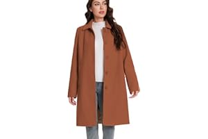 Mars Guard Women's Mid-Length Elegant Peacoat-Single Breasted Winter dress Coat with Pockets,Warm Trench for Work Casual