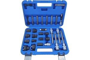 DIPMOTOR 30PCS Alternator Pulley Removal and Installation Tool Kit, Clutch Freewheel Removal Socket Bit Set, Compatible with 