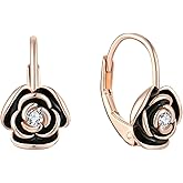 Starchenie Rose Leverback Earrings for Women 925 Sterling Silver Hypoallergenic Jewelry