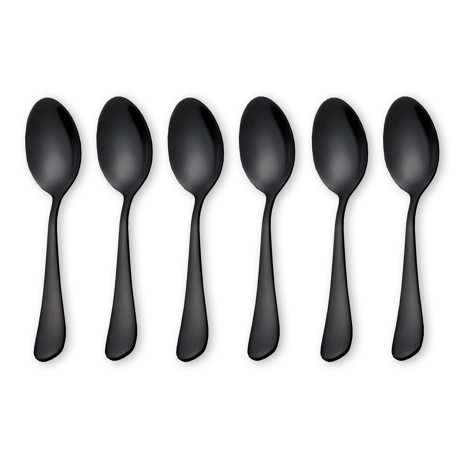 HOMQUEN Black Coffee Scoops Teaspoons, Stainless Steel Mini Cake Spoons, Ice Cream Spoon, Small Spoons for Dessert, Set of 6 (Black-Coffee Scoops)